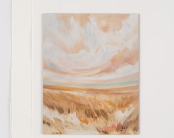 Through Fields of Dried Flowers, Vertical Fine Art Print Reproduction of a Landscape Painting by Emily Jeffords