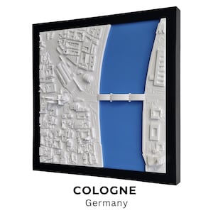 Keulen 3D Muurkunst, Architectuurmodel, Ingelijste Stadsplattegrond, Gepersonaliseerde Home Decor, 3D Geprinte Stad, Skyline Kunst, 3D Kaart