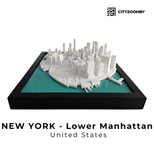 New York 3D Muurkunst, Lower Manhattan City Skyline Map, Architectuurmodel, Gepersonaliseerd 3D Geprint Cadeau, Decor voor Muur & Bureau