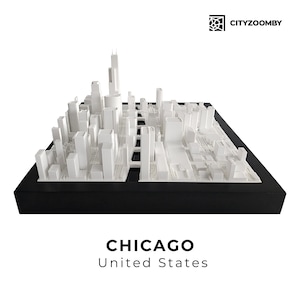 Chicago 3D Stadtplan, Home Decor Geschenk, 3D architektonisches Modell, Stadt Skyline Wandkunst, 3D gedruckte Dekoration, Stadtbild Kunst