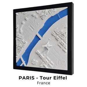 Paris Tour Eiffel 3D Stadtmodell, Home&Office Wanddekoration, Personalisiertes Geschenk, Wandkunst, Gerahmter Stadtplan, Architekturmodell