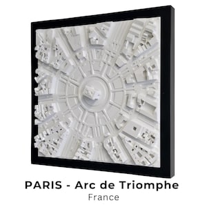 Arco di Trionfo di Parigi 3D, Modello Stampato, Mappa della Città Incorniciata, Regalo di Viaggio, Decorazione Murale Personalizzata
