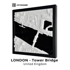 London Tower Bridge 3D Stadt Wandkunst, Innendekoration, Stadt Skyline Karte, minimalistische Wanddekoration, 3D Gebäude Stadtmodell