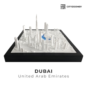 Carte de la Ville de Dubaï Imprimée en 3D, Cadeau 3D Personnalisé pour la Décoration de la Maison et du Bureau, Art Mural Minimaliste