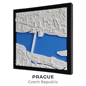 Décoration Murale Imprimée en 3D de Prague, Plan de Ville Encadré en 3D, Cadeau Personnalisé en 3D, Décoration D'Intérieur Minimaliste