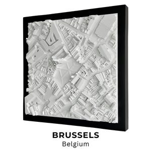 Plan de la Ville de Bruxelles en 3D, Décoration de Bureau, Cadeau de Décoration Intérieure, Carte de L'horizon de la Belgique