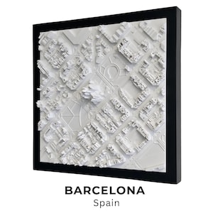 Barcelona 3D Muurdecoratie, Stadsgezicht Muurkunst, 3D Geprinte Stad, Stadskaart Op Maat, Uniek Geschenk voor een Reiziger, 3D Gebouw Model