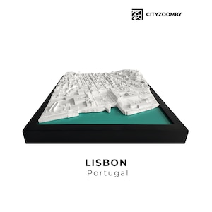 Decorazione per la Casa della Città di Lisbona in 3D, Arte da Parete, Mappa della Città Incorniciata, Regalo di Viaggio, Modello di Edificio