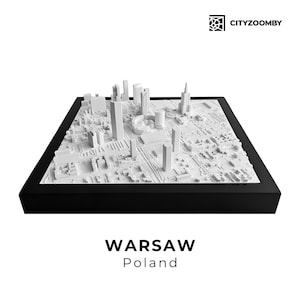 Décor Imprimé en 3D de la Ville de Varsovie, Art Mural, Cadeau Personnalisé Pour un Voyageur, Modèle de Bâtiment, Décoration de Bureau