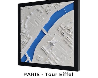 Paris Tour Eiffel 3D Stadtmodell, Home&Office Wanddekoration, Personalisiertes Geschenk, Wandkunst, Gerahmter Stadtplan, Architekturmodell