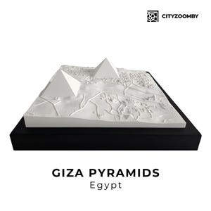 3D-geprint Piramidecomplex van Gizeh, Minimalistisch Wanddecor, Gepersonaliseerd Thuisdecor, Uniek Reiscadeau, Ingelijste Stadsplattegrond