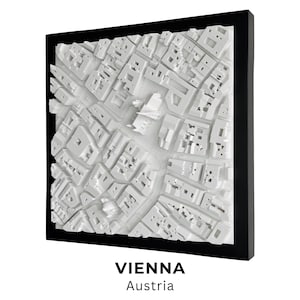 3D Stadsmodel Wenen, Minimalistisch Wanddecor, Bureaudecor, Uniek Reiscadeau, 3D Skyline Kaart, Bouwmodel, 3D Geprinte Wanddecoratie