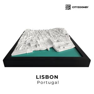 Lisbonne 3D City Home Decor, Unique Wall Art, Minimalist Desk Decor, Framed City Map, Travel Gift, Custom City Model, 3D Building Model