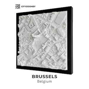 Brussels 3D City Map | Cityscape Wall Art | Desk Decor | Home Decor Gift | Printed City | Minimalist Art | Belgium Skyline Map | City Frame