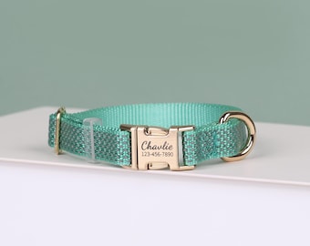 Personalized Lightweight Dog Collar, Reflective Nylon Webbing, Custom Pet ID, Laser Engraved Buckle, Pet Collars for Small and Medium Dogs