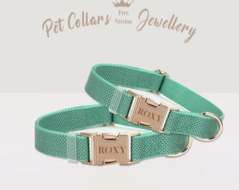 Collar de nailon reflectante grabado para perros, collar personalizado para cachorros