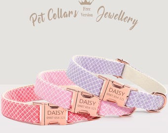 Personalized Nylon Reflective Dog Collar with Bow & Leash