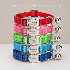 Reflektierendes Katzenhalsband mit Glocke, personalisiertes Halsband für Katzen, Sicherheitshalsband für Katzen