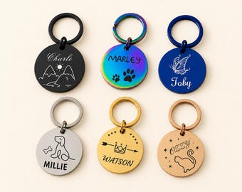 Personalized Pet Name Tag, Silent Collar ID, Custom Engraved Dog Cat Tag