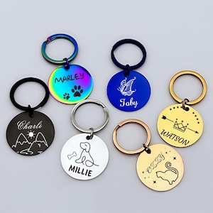 Custom Engraved Dog Tag, Silent Dog Tag, Customized Dog Collar Tag, Personalized Cat Tag, Cat Collar Tag, Dog ID Tag, Pet Tag with Name