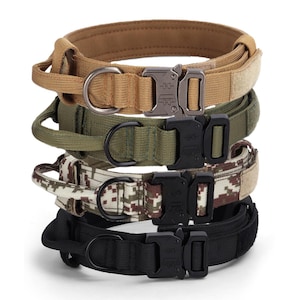 Tactical Dog Collar with Handle, Military Dog Collar, Training Collar, Webbing Dog Collar for Medium Large Dogs, Custom Dog Collar 1.5&quot; Wide