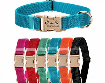 Collar reflectante para perros, collares personalizados para mascotas, collares ajustables para perros, placa de identificación grabada personalizada, collar para cachorros, regalos para mascotas