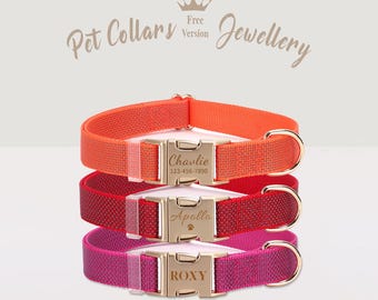 Collar reflectante para perro, collar personalizado para cachorro con nombre, collar y correa personalizados, collar con nombre grabado para perros pequeños y grandes, regalos para mascotas