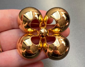 Christian Dior　Brooch Gold Vintage Vintage Christian Dior Brooch: Gold Tone Rhinestone Pin, Signed
