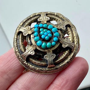Antique, tested & confirmed 800 silver and turquoise brooch, old c clasp, believed Austro Hungarian in origin, with historic modifications