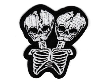 Conjoined twin skeleton Embroidered Iron-On Patch