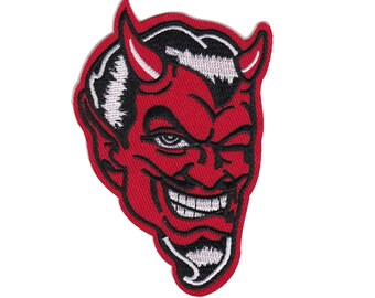 Winking Devil Embroidered Iron-On Patch