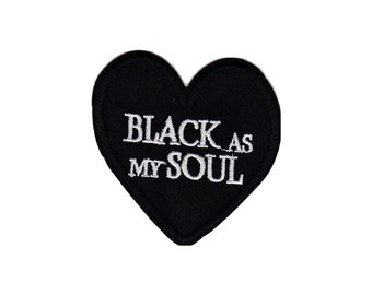 Black Soul Heart Embroidered Iron-On Patch