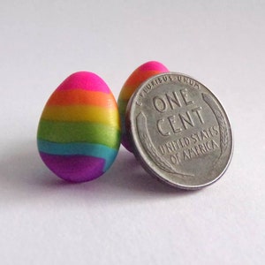 Rainbow egg earring stud posts image 1