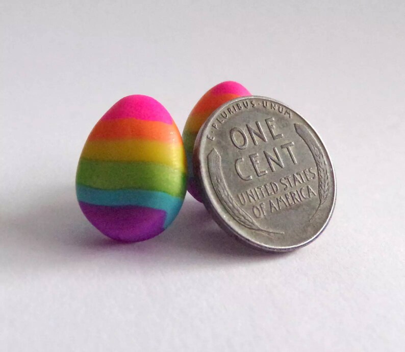 Rainbow egg earring stud posts image 1