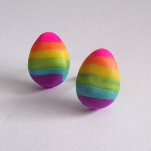 Rainbow egg earring stud posts image 2