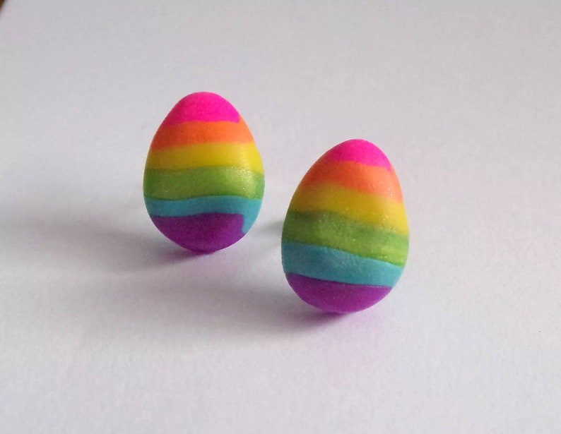 Rainbow egg earring stud posts image 2