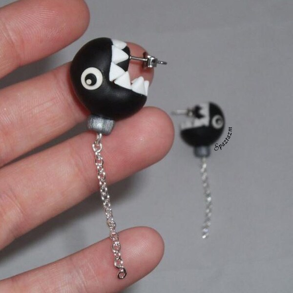 Chain Chomp earrings The original As seen on G4 AOTS Mario Bad Guy IN STOCK