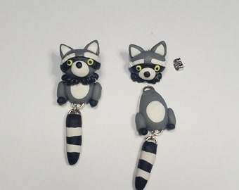 Boucles d'oreilles pendantes style panda poubelle