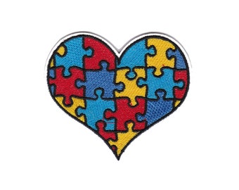 Puzzle Heart Love acceptance awareness Embroidered Iron-On Patch