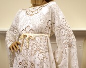 Iconic Pussy Galore Carnaby Street late 1960s vintage white tablecloth crochet mini dress