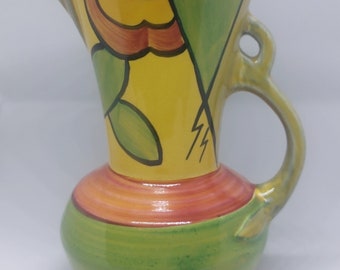 Wadeheath vintage Art Deco vivid Jazz age pattern antique 1930s small jug vase