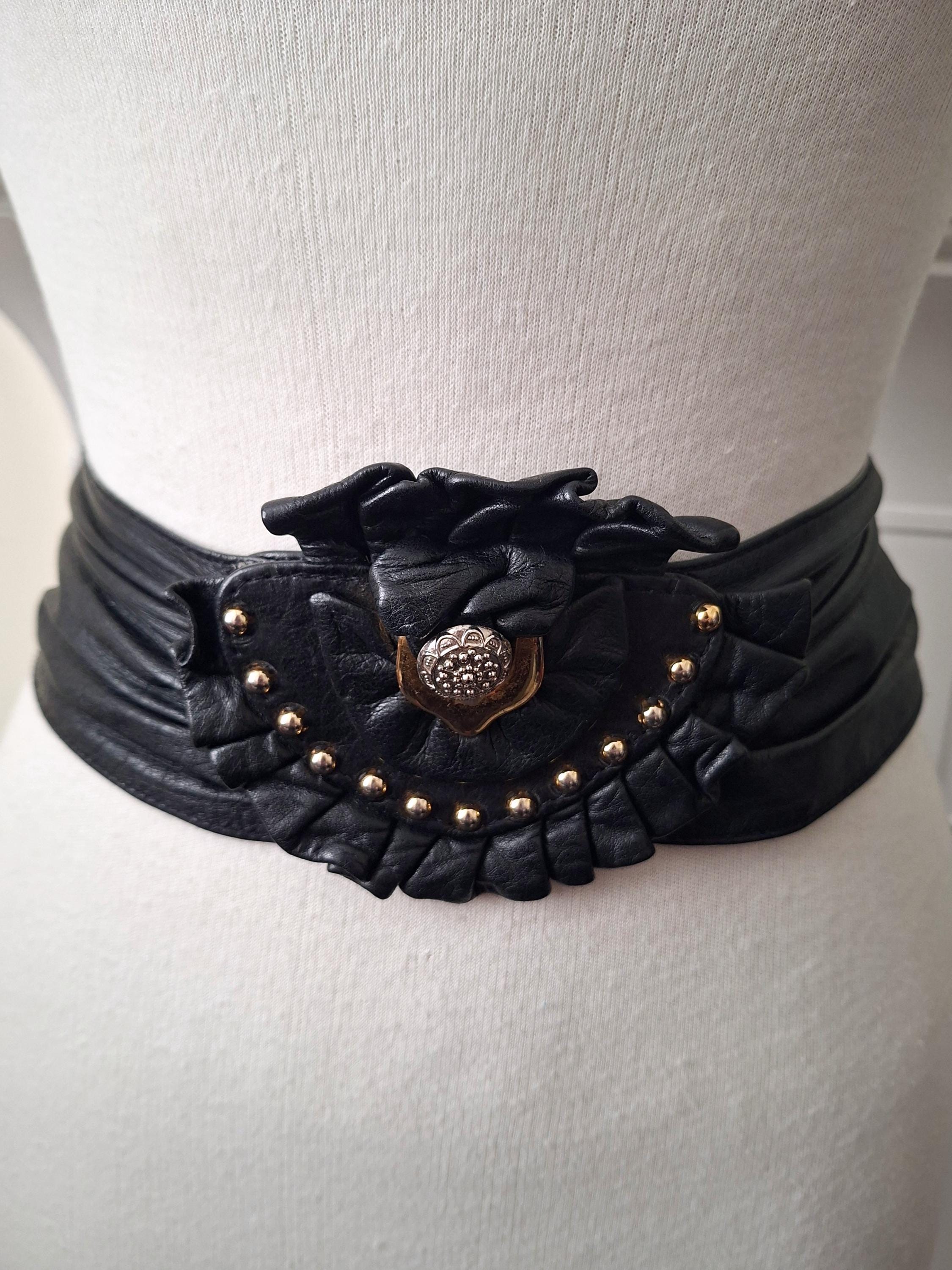 小物 vintage 80s leather-jewelry belt RARE 80's Gold Metallic Belt, Vintage Gold Studded Belt, 80s