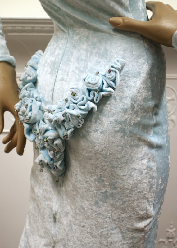 Ruffled Roxy girl glamour vintage 1980s baby blue
