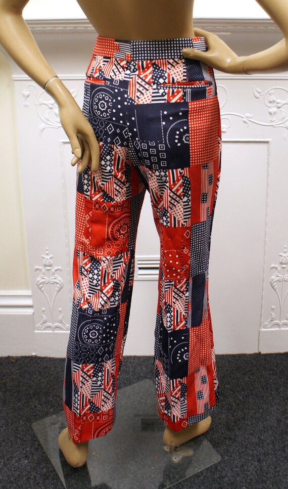 Glam rock stars and stripes 1970s vintage patchwor