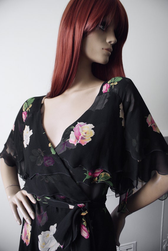 Holly Harp Floral Chiffon Vintage 1970s/1980s Tiered