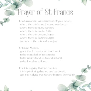 Prayer of St. Francis Printable | Christian Wall Art | Peace Prayer Digital Download | Catholic Home Decor | Religious Gift