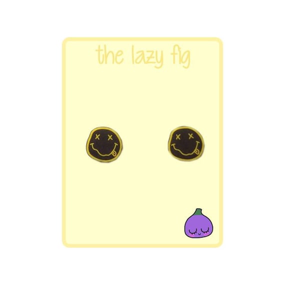 Smiley Face - Nirvana - your choice of stud or dangle titanium earrings