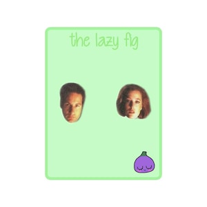 The X-Files - Mulder and Scully - your choice of stud or dangle titanium earrings