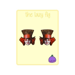 Mad Hatter - Johnny Depp - Alice au pays des merveilles - votre choix de boucles d’oreilles en titane