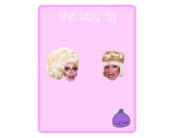Trixie and Katya - your choice of stud or dangle titanium earrings